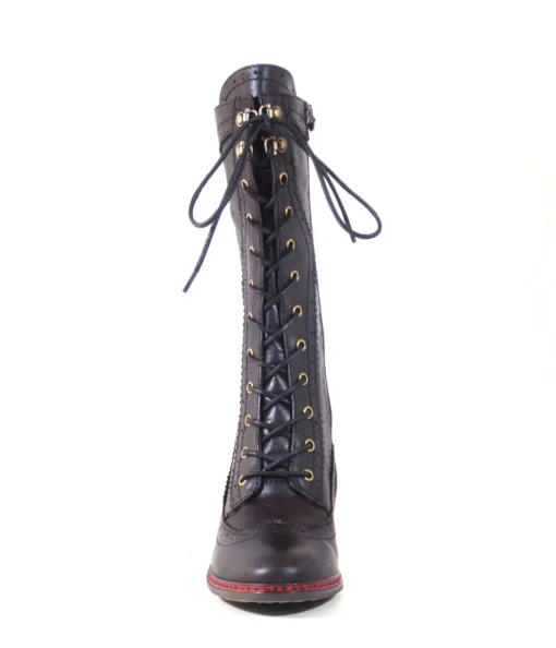 Chelsea Crew 1930s Black Leatherette Knee High Gaston Boots