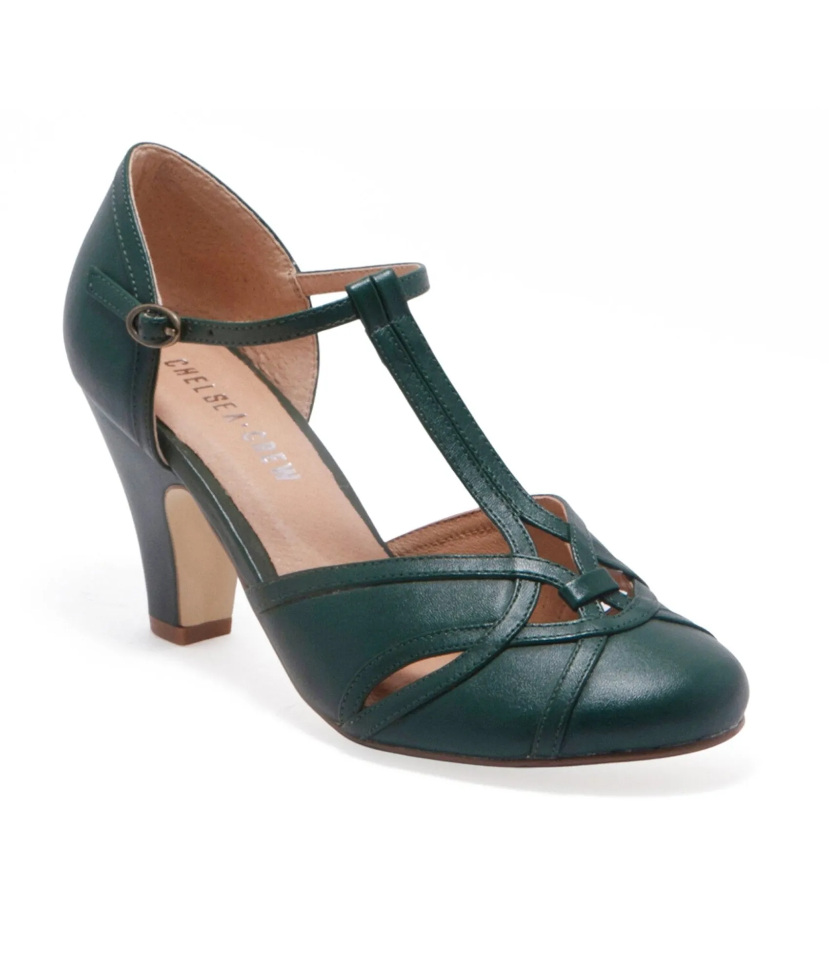 Chelsea Crew 1920s Forest Green T-Strap Sandy Heels