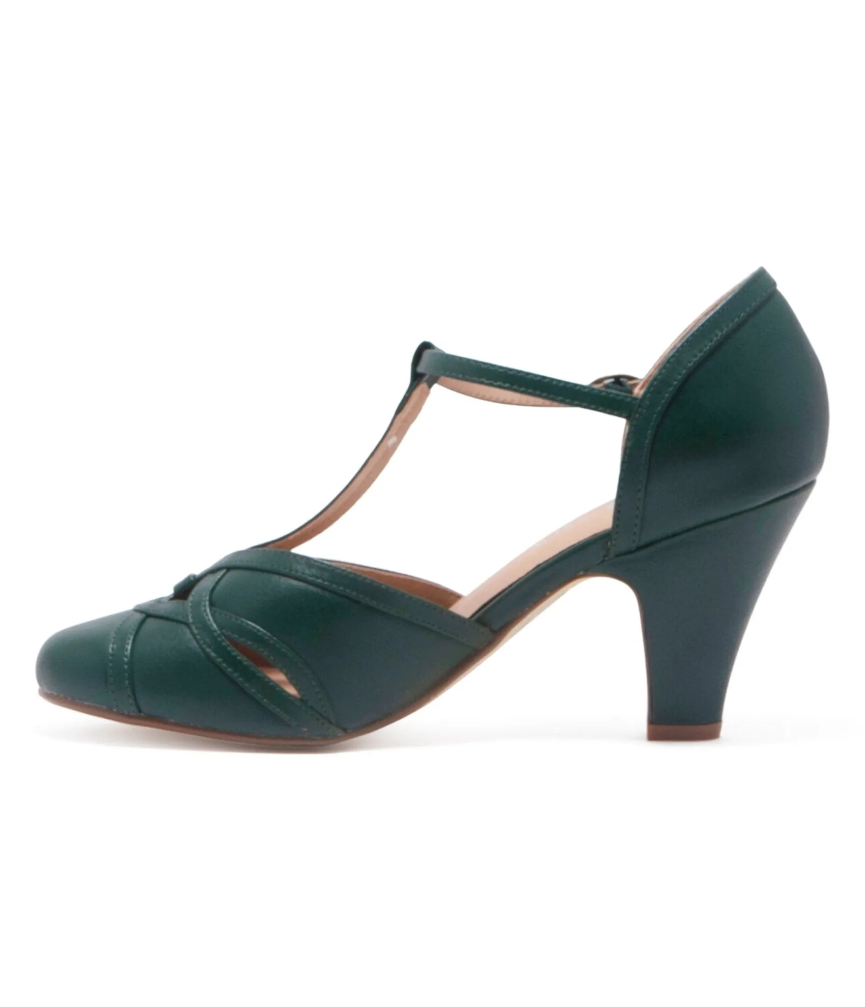 Chelsea Crew 1920s Forest Green T-Strap Sandy Heels