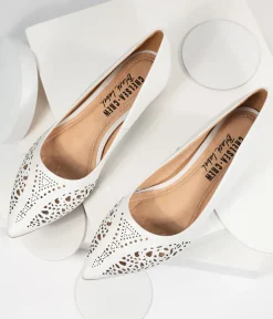 Chelsea Crew White Cutout Leather Sofia Flats