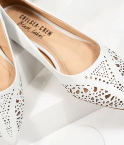 Chelsea Crew White Cutout Leather Sofia Flats