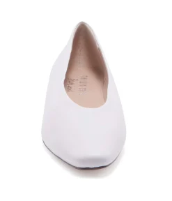 Chelsea Crew White Leather Slick Flats