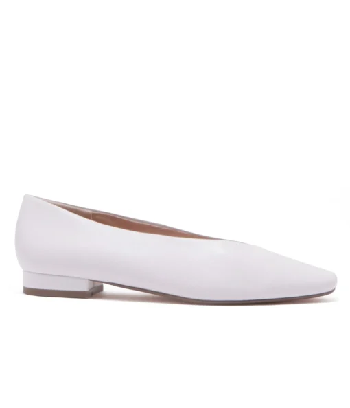 Chelsea Crew White Leather Slick Flats