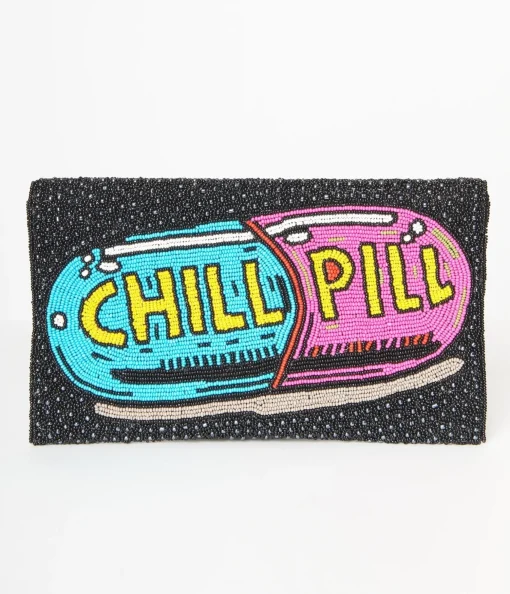 Chill Pill Beaded Clutch