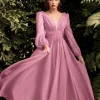 Cinderella Divine Blossom Pink Chiffon Sleeve Prom Goddess Gown