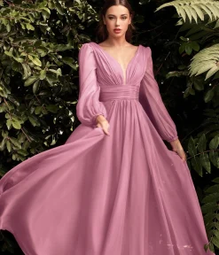 Cinderella Divine Blossom Pink Chiffon Sleeve Prom Goddess Gown