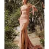Cinderella Divine Desert Rose Off The Shoulder Tie Prom Gown