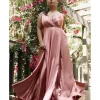 Cinderella Divine Desert Rose Flowy Satin A-Line Bridesmaid Gown
