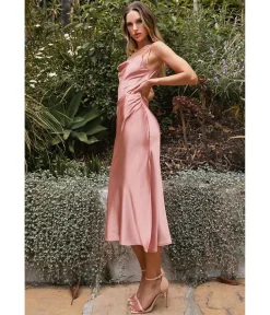 Cinderella Divine Desert Rose Satin Slip Homecoming Midi Dress