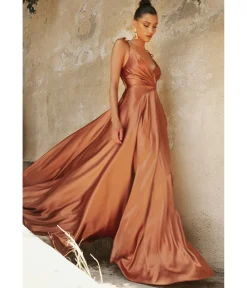 Cinderella Divine Sienna Flowy Satin A-Line Bridesmaid Gown