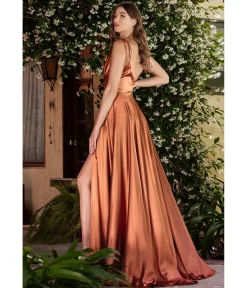 Cinderella Divine Sienna Flowy Satin A-Line Bridesmaid Gown
