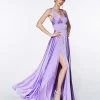 Cinderella Divine Lavender Glamour Satin A-Line Bridesmaid Dress