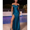 Cinderella Divine Peacock Keyhole Satin Prom Gown