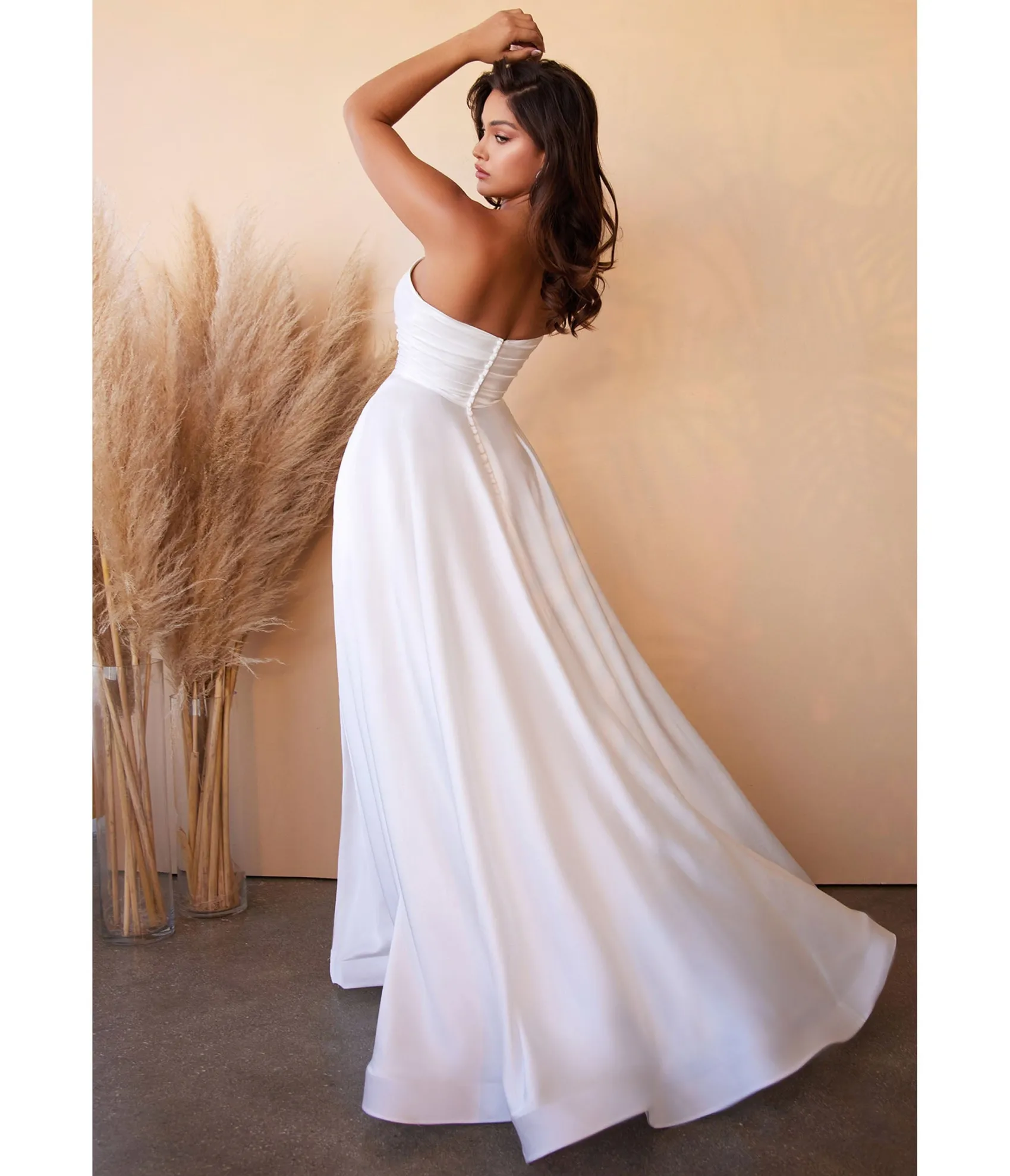 Cinderella Divine White Strapless Sweetheart Satin Bridal Gown