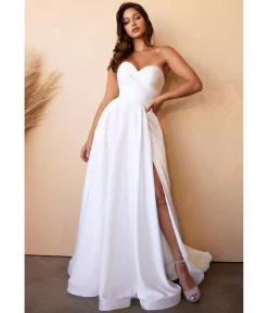 Cinderella Divine White Strapless Sweetheart Satin Bridal Gown