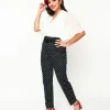 Collectif Black & White Polka Dot Belted Thea Pants