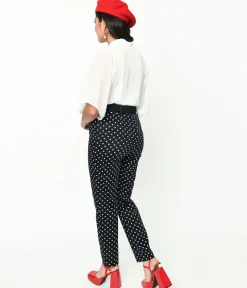 Collectif Black & White Polka Dot Belted Thea Pants