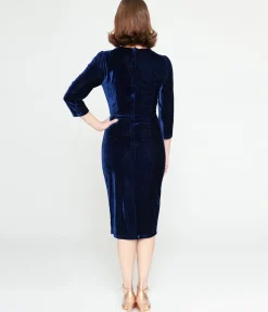 Collectif Blue Velvet Ancilla Pencil Dress