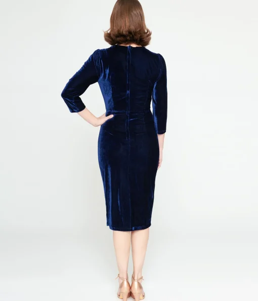 Collectif Blue Velvet Ancilla Pencil Dress