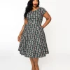 Collectif Green Wallflower Striped Swing Dress