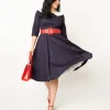 Collectif Navy & White Elle Swing Dress