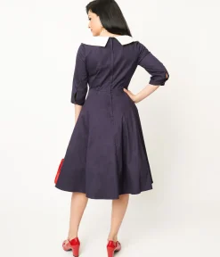 Collectif Navy & White Elle Swing Dress