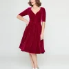 Collectif Plum Velvet Trixie Flare Dress