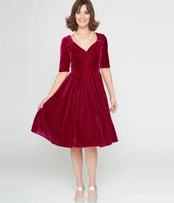 Collectif Plum Velvet Trixie Flare Dress