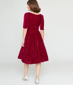 Collectif Plum Velvet Trixie Flare Dress