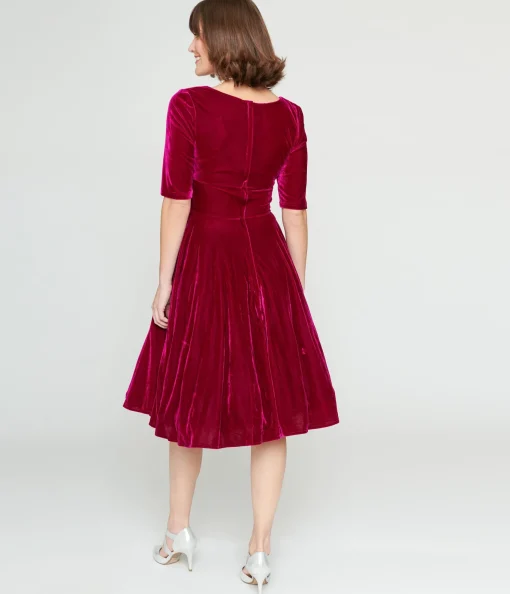 Collectif Plum Velvet Trixie Flare Dress
