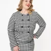 Collectif Plus Size Black & White Gingham Lorinna Jacket
