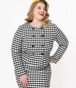 Collectif Plus Size Black & White Gingham Lorinna Jacket