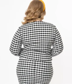 Collectif Plus Size Black & White Gingham Lorinna Jacket