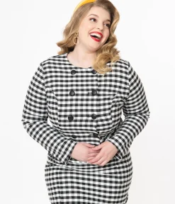 Collectif Plus Size Black & White Gingham Lorinna Jacket