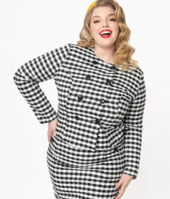 Collectif Plus Size Black & White Gingham Lorinna Jacket