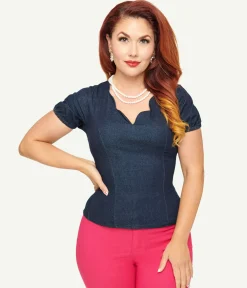 Collectif 1950s Denim Odrie Blouse
