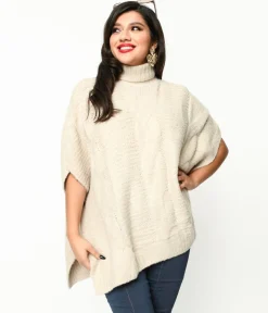 Cream Cable Knit Turtle Neck Sweater