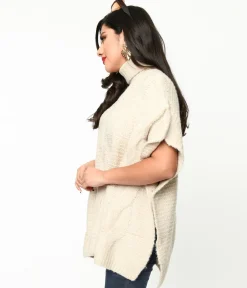 Cream Cable Knit Turtle Neck Sweater