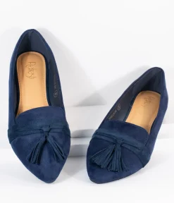 Dark Navy Blue Suede Tassel Loafer