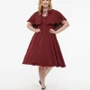 Disney Hocus Pocus Collection by Unique Vintage Burgundy & Grey Plaid Hocus Pocus Capelet Swing Dress