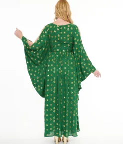 Disney Hocus Pocus Collection by Unique Vintage Green & Gold Moon Print Caftan