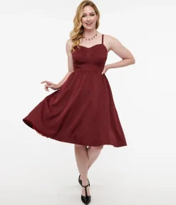 Disney Hocus Pocus Collection by Unique Vintage Burgundy & Grey Plaid Hocus Pocus Capelet Swing Dress