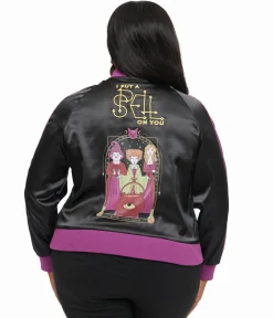 Disney Hocus Pocus Collection by Unique Vintage Plus Size Purple & Black Hocus Pocus Spell Bomber Jacket