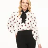 Disney Mickey & Friends Collection by Unique Vintage White Minnie Mouse Stamp Print Gwen Blouse