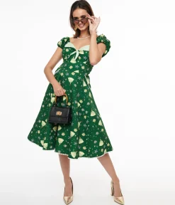 Disney Princess collection by Unique Vintage Green Princess Tiana All Over Print Swing Dress