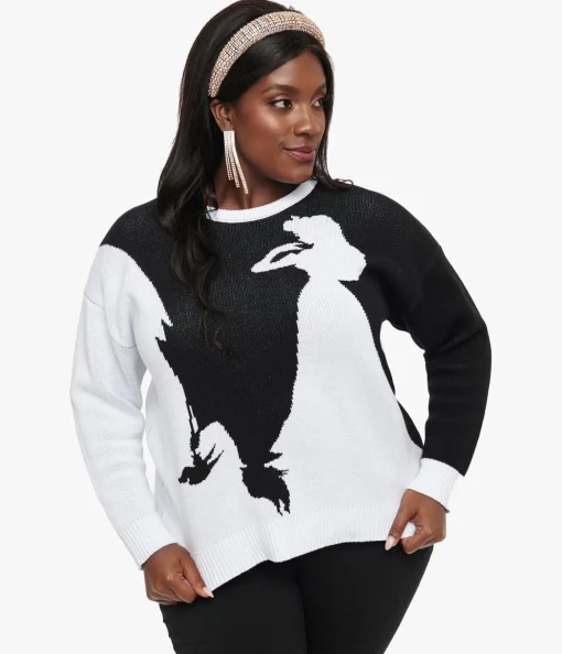 Disney Princess collection by Unique Vintage Plus Size Black & White Maleficent Aurora Sweater