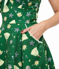 Disney Princess collection by Unique Vintage Green Princess Tiana All Over Print Swing Dress