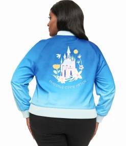 Disney Princess collection by Unique Vintage Plus Size Cinderella Blue Ombre Long Sleeve Bomber Jacket