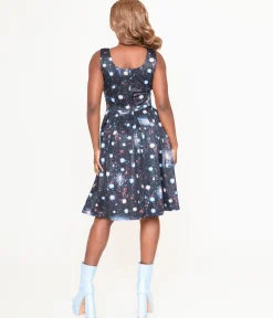 Dolly & Dotty Black Galactic Print Amanda Swing Dress