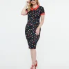 Dolly & Dotty 1950s Black & Rainbow Polka Dot Toni Wiggle Dress